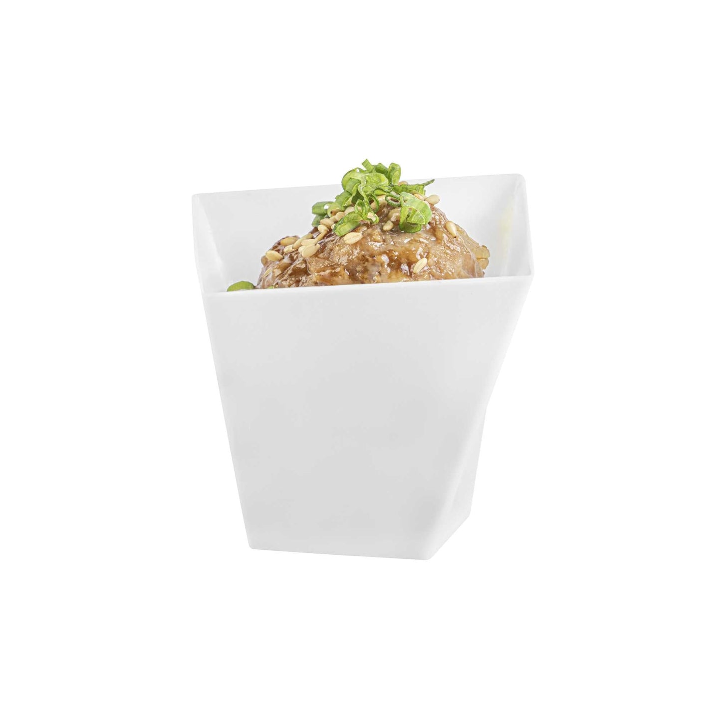 Mini Serve 2 oz Square White Plastic Girata Dessert Dish - 2" x 2" x 1 3/4" - 100 count box