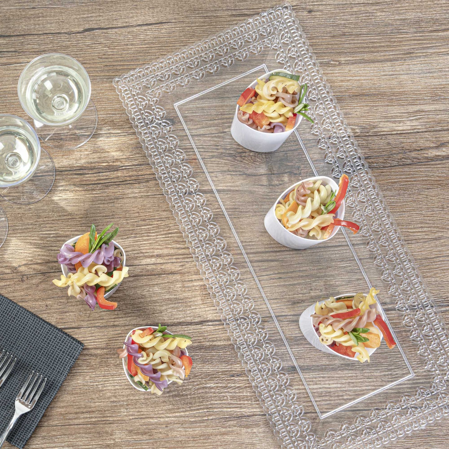 Mini Serve 3 oz White Plastic Triangolo Shot Glass - 1 3/4" x 1 3/4" x 3" - 100 count box