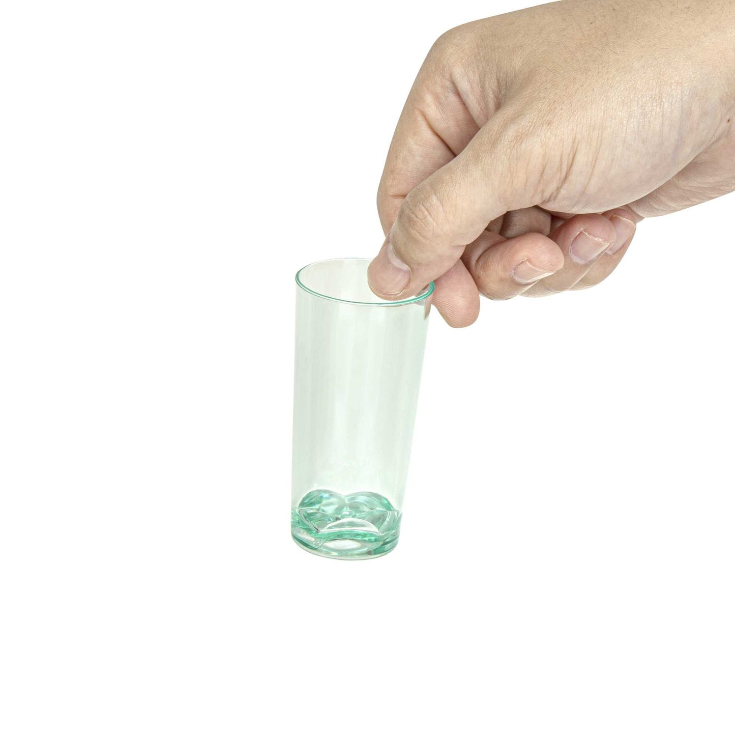 Mini Serve 2 oz Round Seagreen Plastic Cannello Shot Glass - 1 1/2" x 1 1/2" x 3" - 100 count box