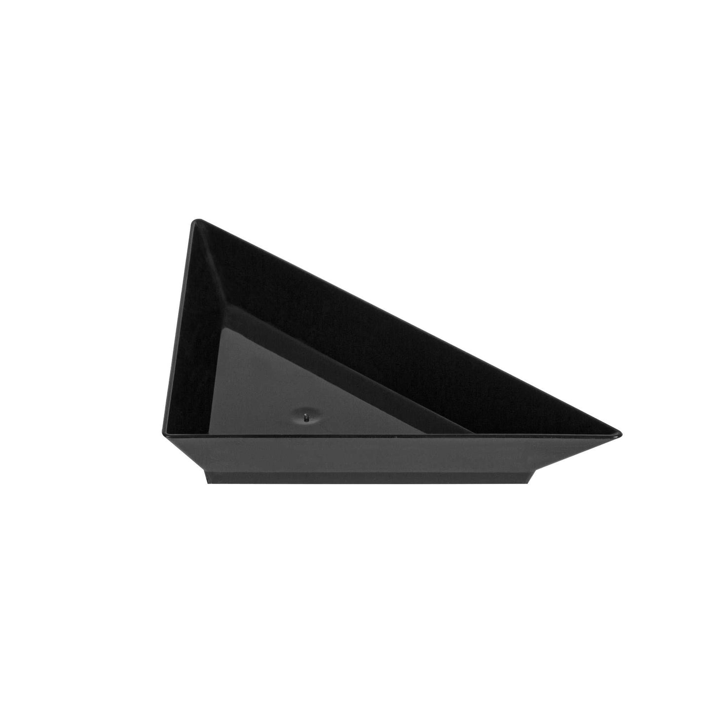Mini Serve Black Plastic Mini Triangolo Appetizer Plate - 4" x 2" - 100 count box