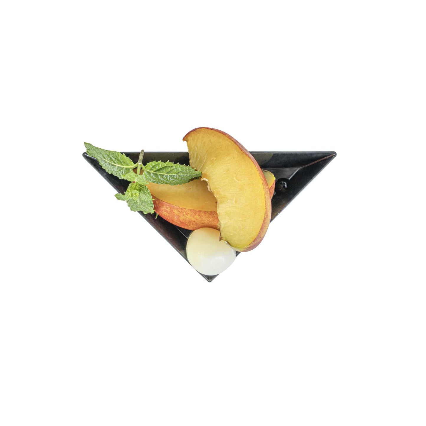 Mini Serve Black Plastic Mini Triangolo Appetizer Plate - 4" x 2" - 100 count box