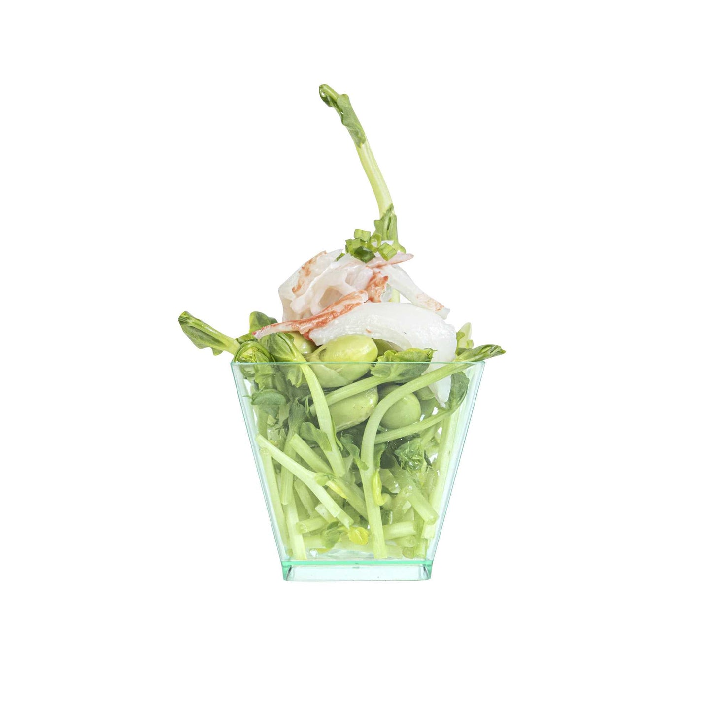 Mini Serve 2 oz Square Seagreen Plastic Mini Kova Cup - 2" x 2" x 1 3/4" - 100 count box