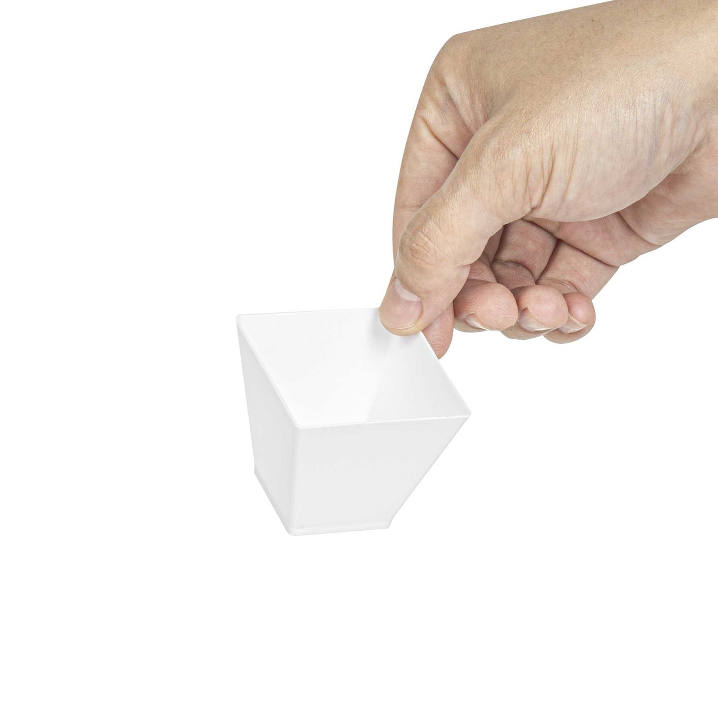 Mini Serve 2 oz Square White Plastic Mini Kova Cup - 2" x 2" x 1 3/4" - 100 count box