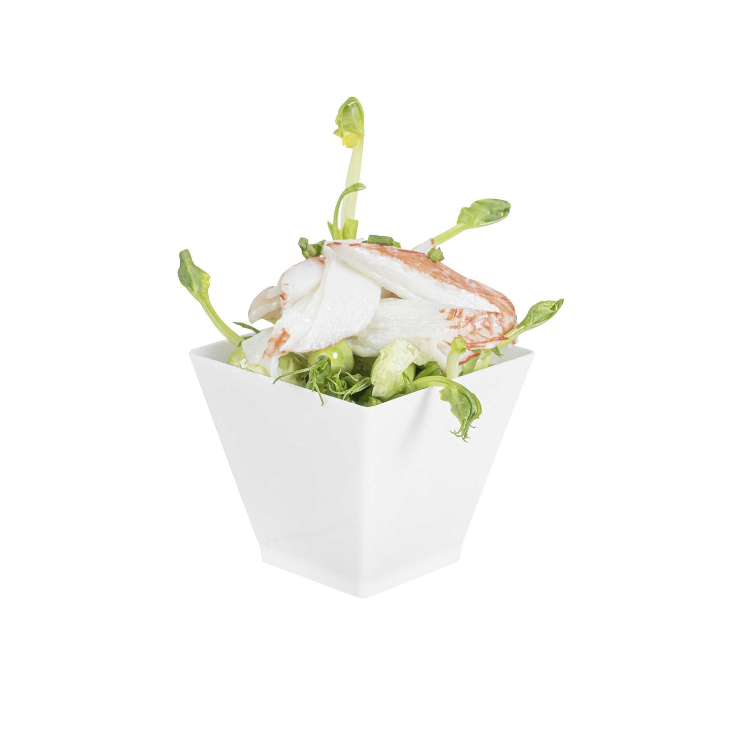 Mini Serve 2 oz Square White Plastic Mini Kova Cup - 2" x 2" x 1 3/4" - 100 count box