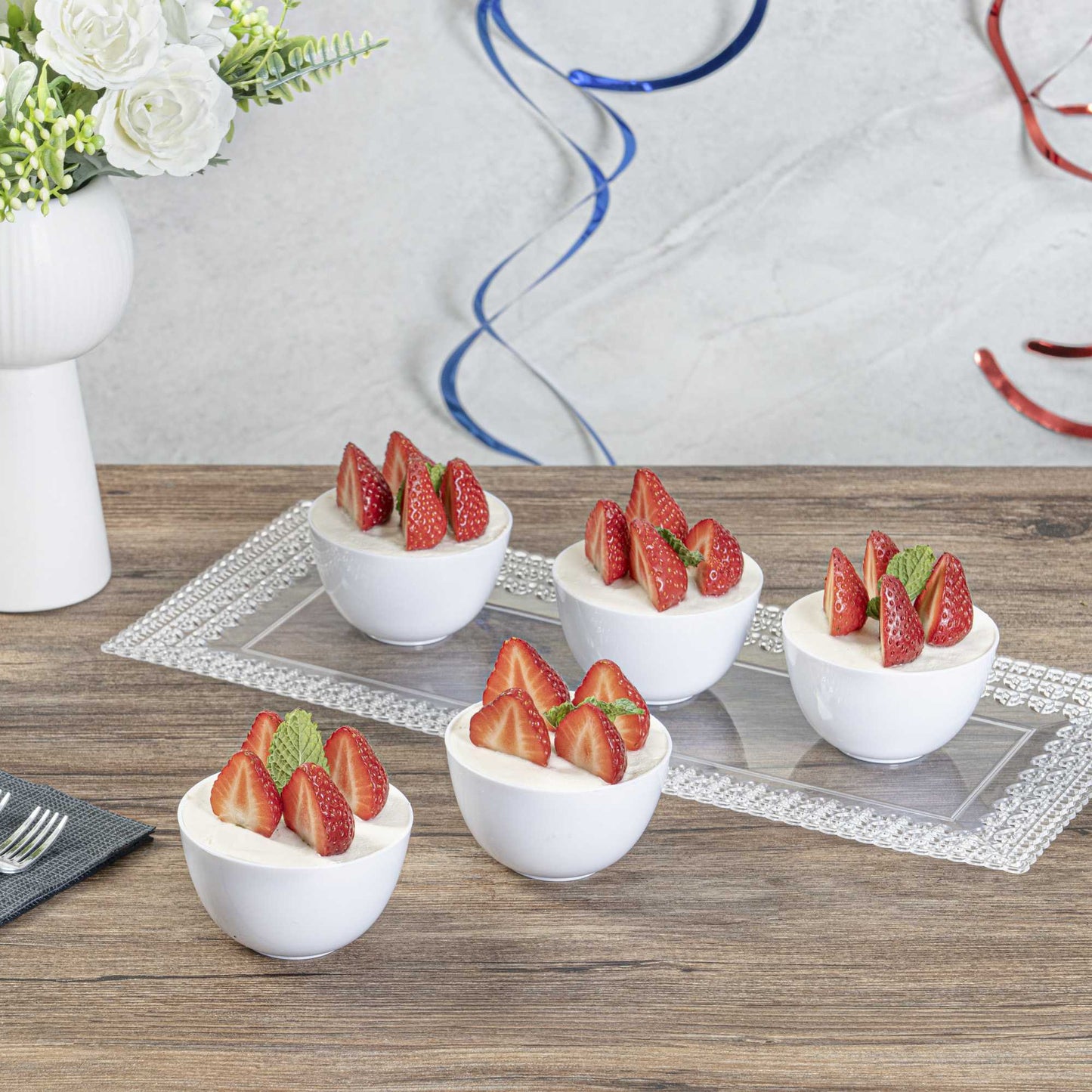 Mini Serve 4 oz Round White Plastic Bodega Cup - 3" x 3" x 1 3/4" - 100 count box