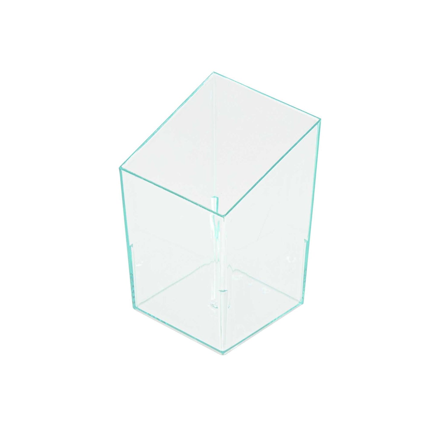 Mini Serve 3 oz Square Seagreen Plastic Incline Cup - 1 3/4" x 1 3/4" x 2 3/4" - 100 count box