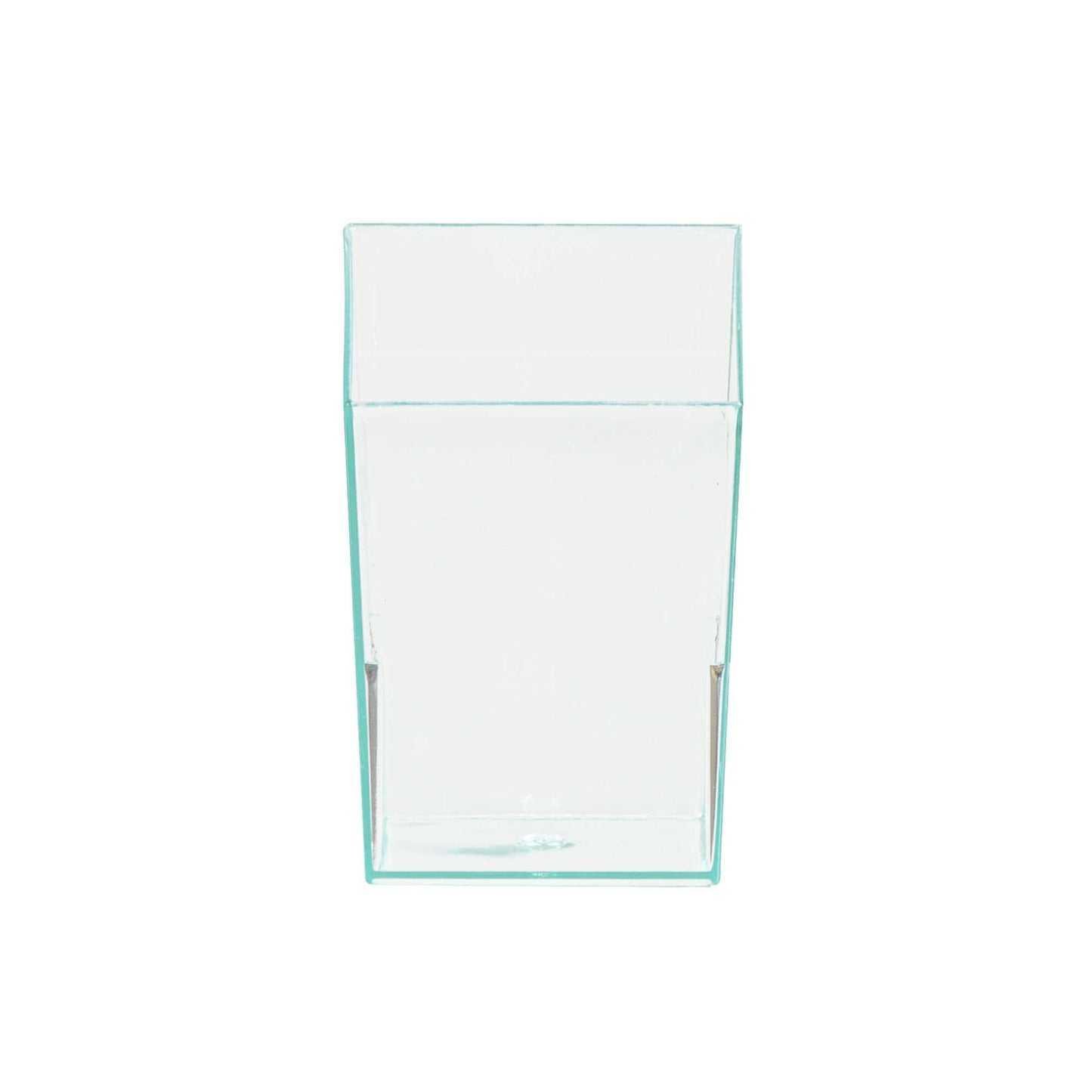 Mini Serve 3 oz Square Seagreen Plastic Incline Cup - 1 3/4" x 1 3/4" x 2 3/4" - 100 count box
