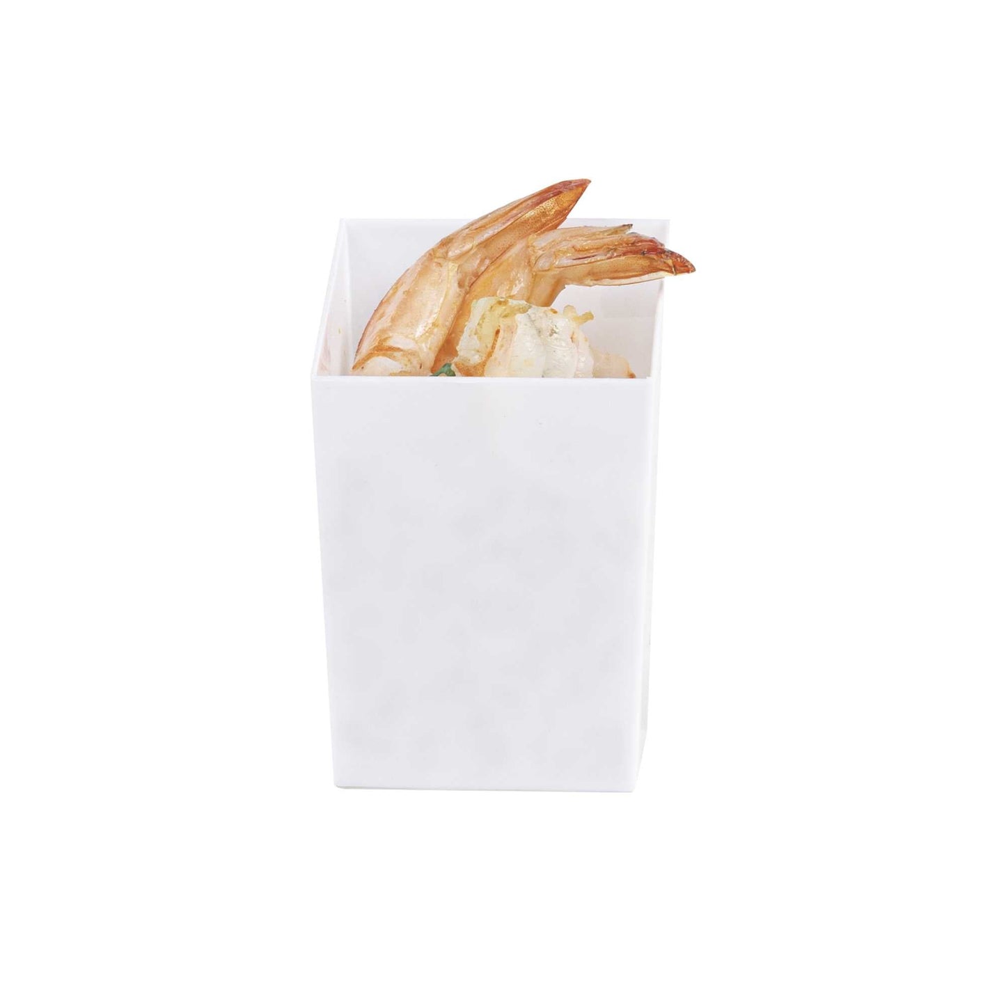 Mini Serve 3 oz Square White Plastic Incline Cup - 1 3/4" x 1 3/4" x 2 3/4" - 100 count box