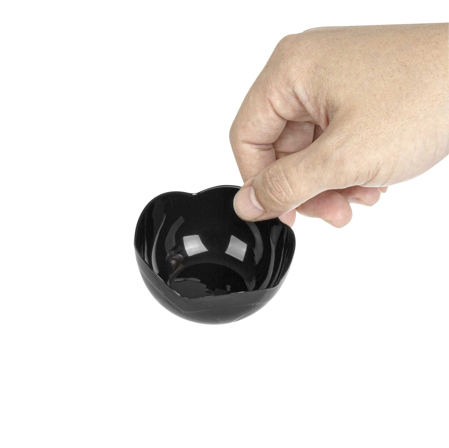Mini Serve 2 oz Round Black Plastic Le Fleur Cup - 2 1/4" x 1 1/2" x 1 1/4" - 100 count box