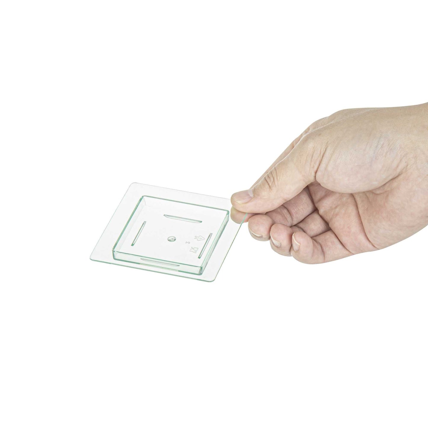 Mini Serve Square Seagreen Plastic Mini Edge Plate - 2 3/4" x 2 3/4" - 100 count box