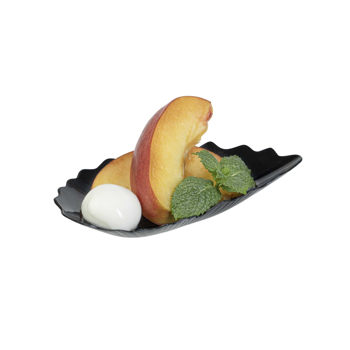 Mini Serve Black Plastic Mini Coquille Plate - 3 1/4" x 3 1/4" x 1/2" - 100 count box