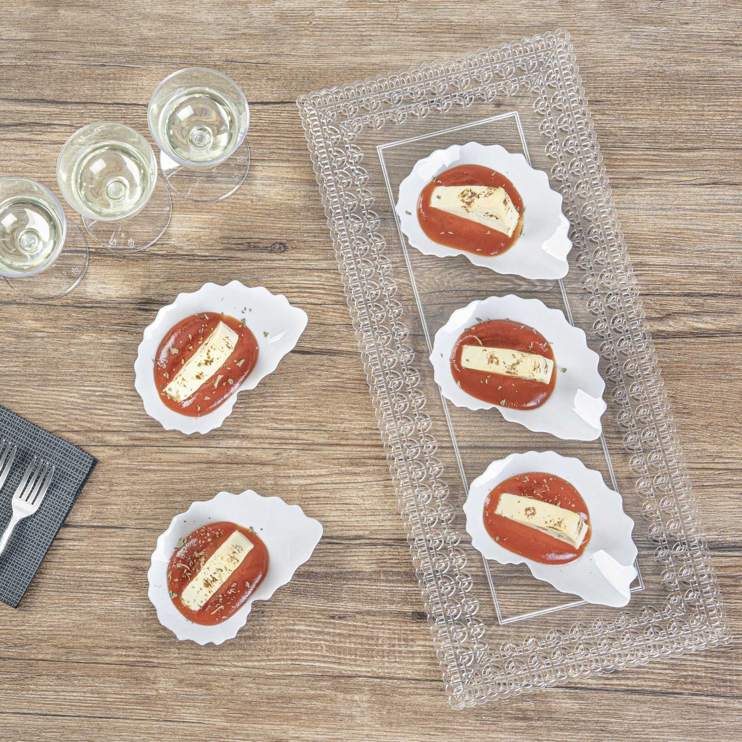 Mini Serve White Plastic Mini Coquille Plate - 3 1/4" x 3 1/4" x 1/2" - 100 count box