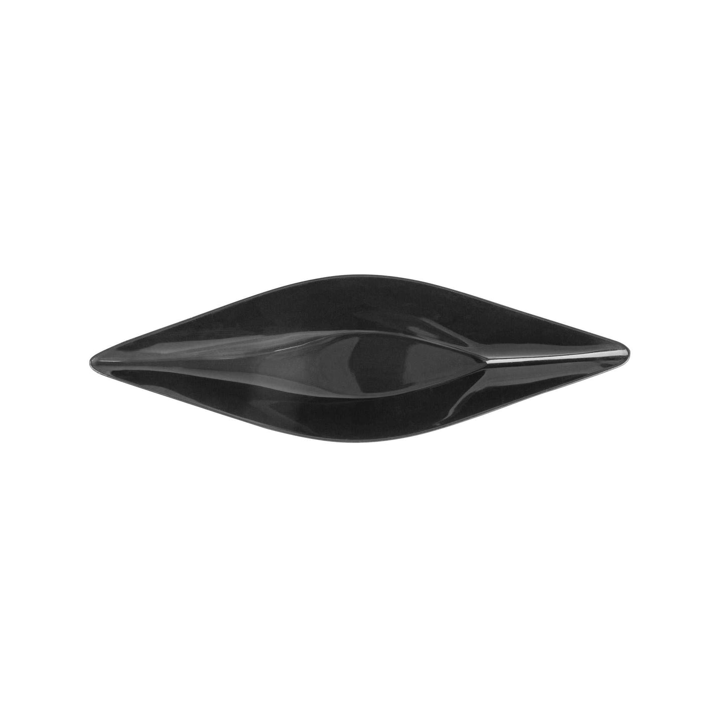 Mini Serve Diamond Black Plastic Canoe Dish - 5" x 1 1/2" x 3/4" - 100 count box