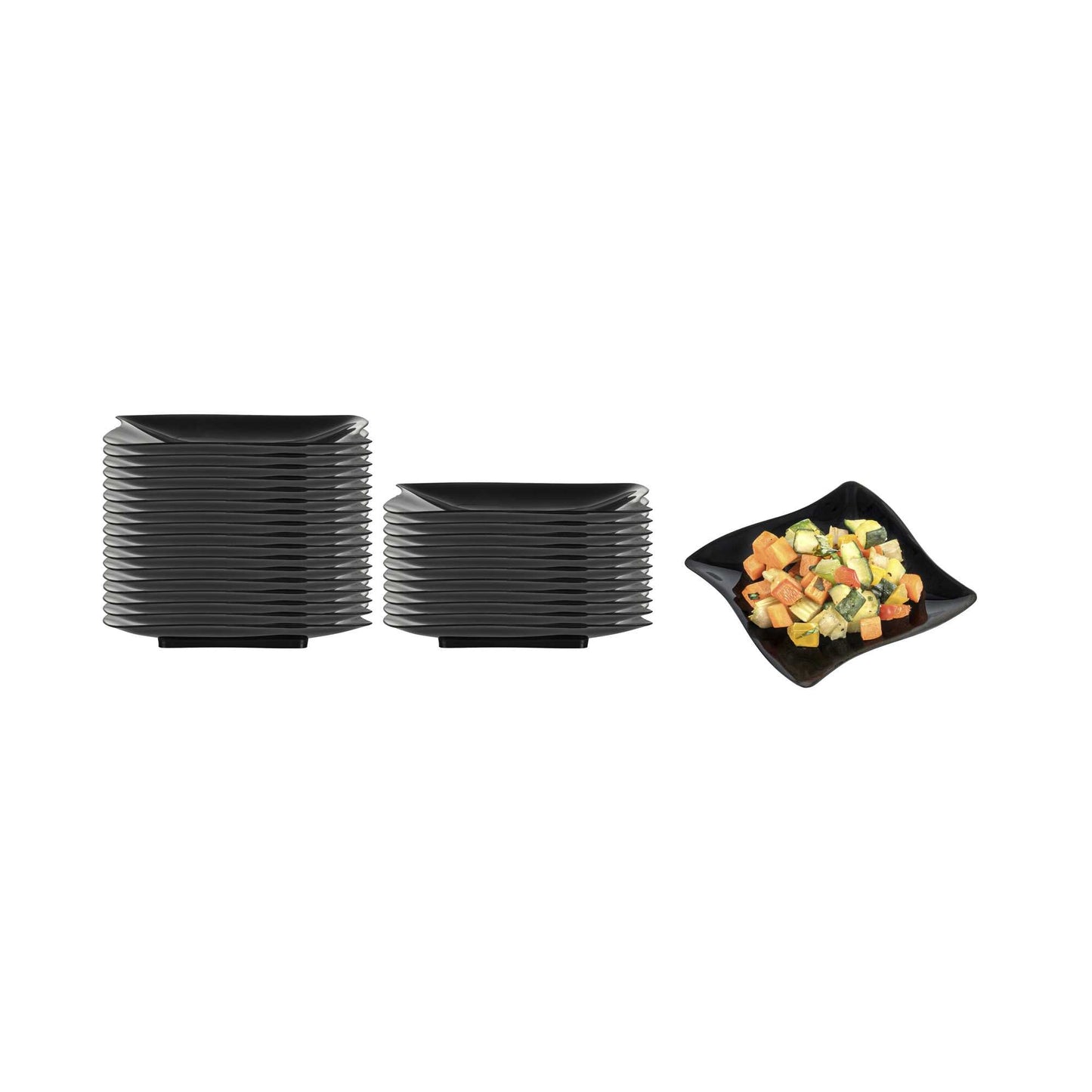 Mini Serve Square Black Plastic Aqua Plate - 3" x 3" - 100 count box