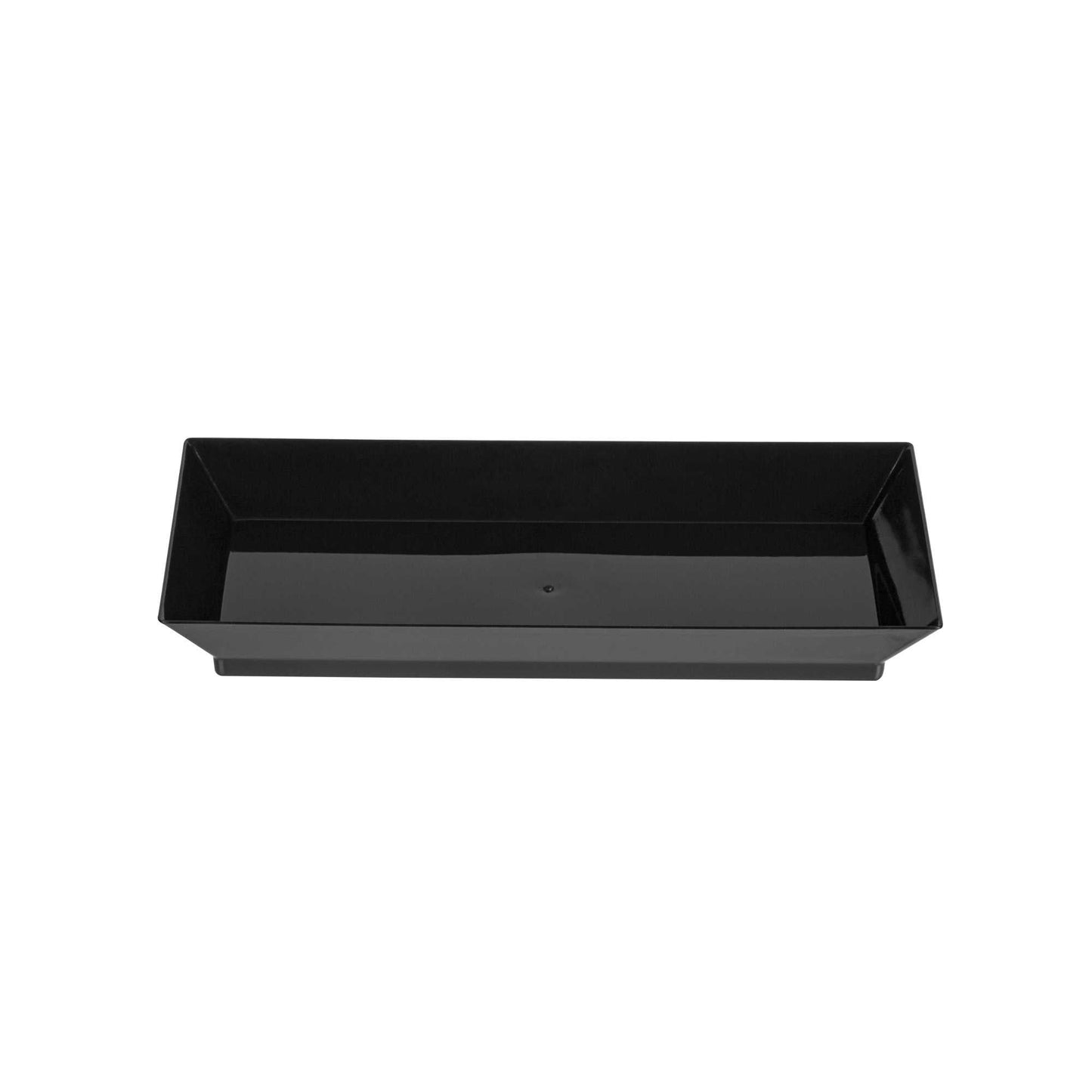 Mini Serve Rectangle Black Plastic Plate - 5" x 2 1/2" x 1/2" - 100 count box