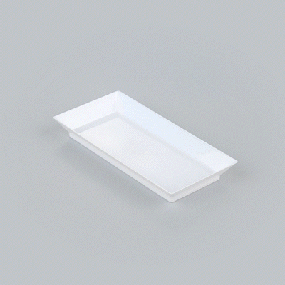 Mini Serve Rectangle White Plastic Plate - 5" x 2 1/2" x 1/2" - 100 count box