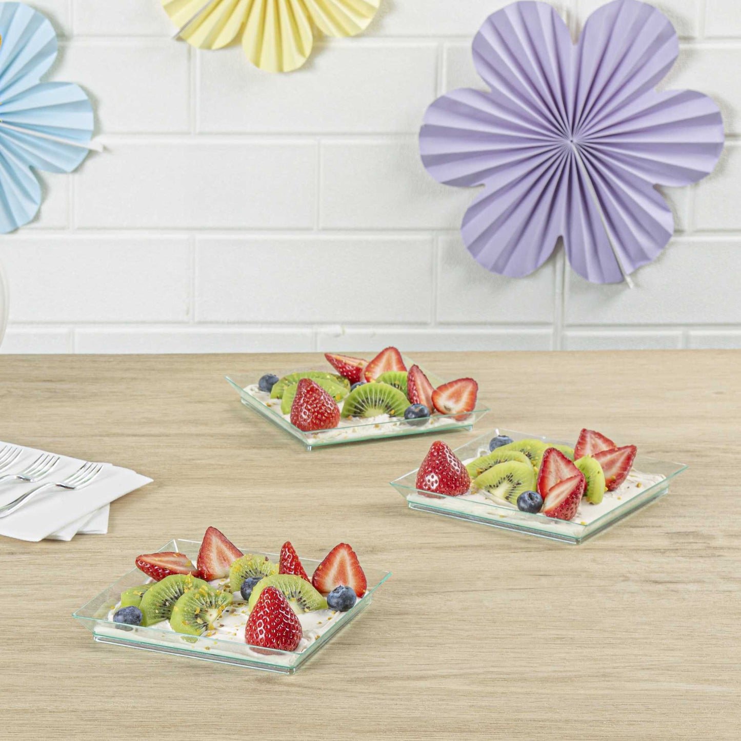 Mini Serve Square Seagreen Plastic Medium Modern Plate - 5" x 5" - 100 count box