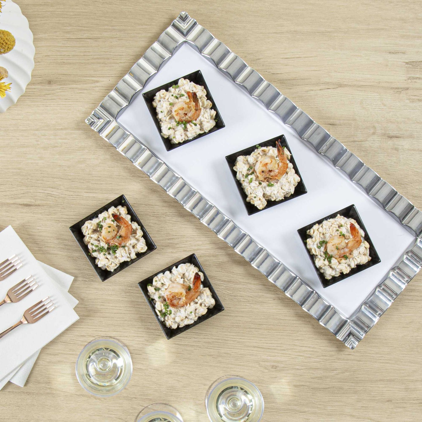 Mini Serve Square Black Plastic Mini Modern Plate - 2 1/2" x 2 1/2" x 1/2" - 100 count box
