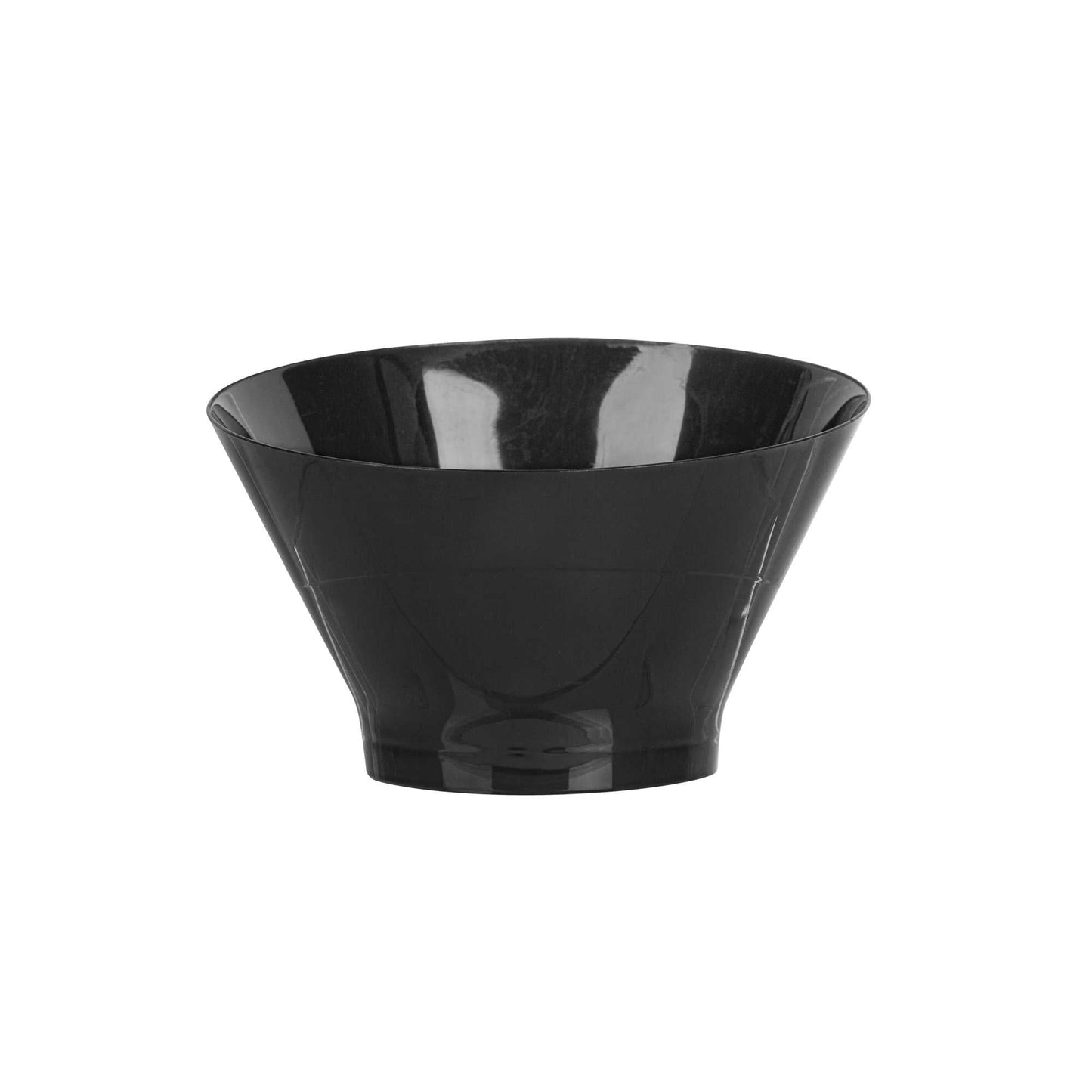 Mini Serve 7 oz Round Black Plastic Incline Bowl - 4 1/4" x 4 1/4" x 2 3/4" - 100 count box