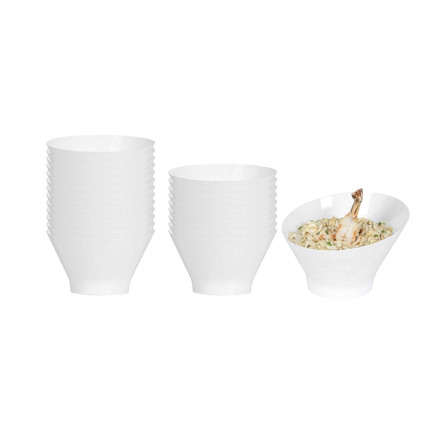 Mini Serve 7 oz Round White Plastic Incline Bowl - 4 1/4" x 4 1/4" x 2 3/4" - 100 count box