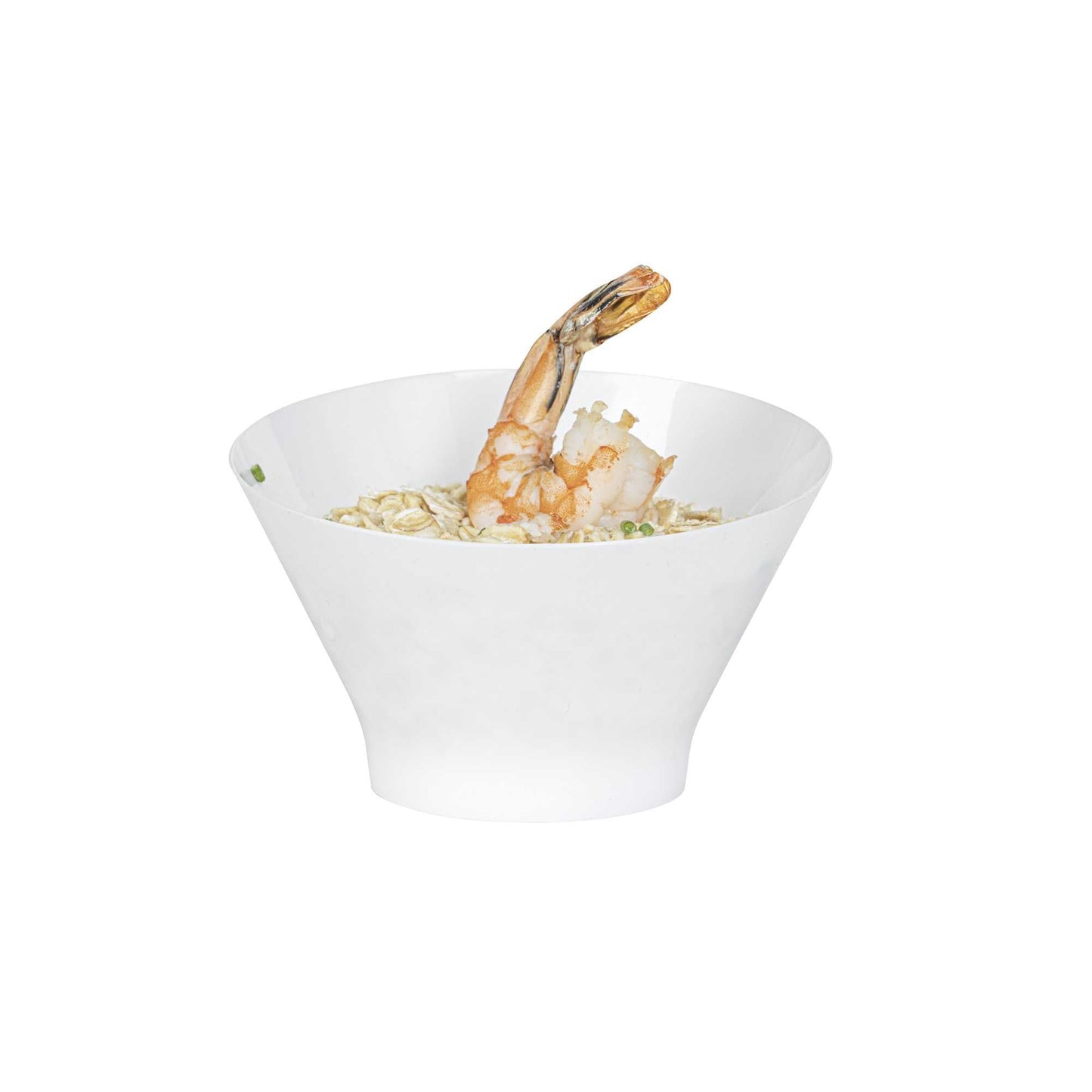 Mini Serve 7 oz Round White Plastic Incline Bowl - 4 1/4" x 4 1/4" x 2 3/4" - 100 count box