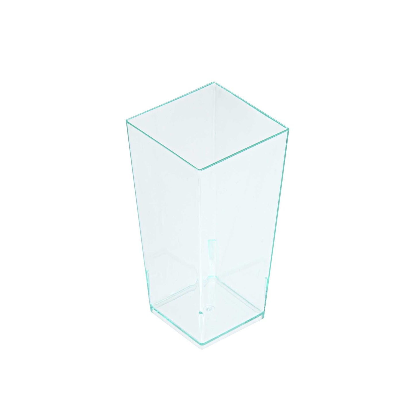 Mini Serve 4 oz Square Seagreen Plastic Tall Geometric Cup - 1 1/2" x 1 1/2" x 3 1/4" - 100 count box
