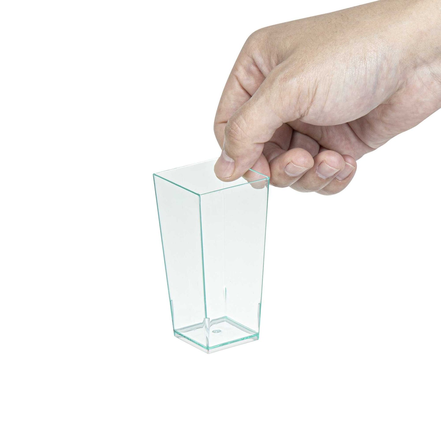 Mini Serve 4 oz Square Seagreen Plastic Tall Geometric Cup - 1 1/2" x 1 1/2" x 3 1/4" - 100 count box