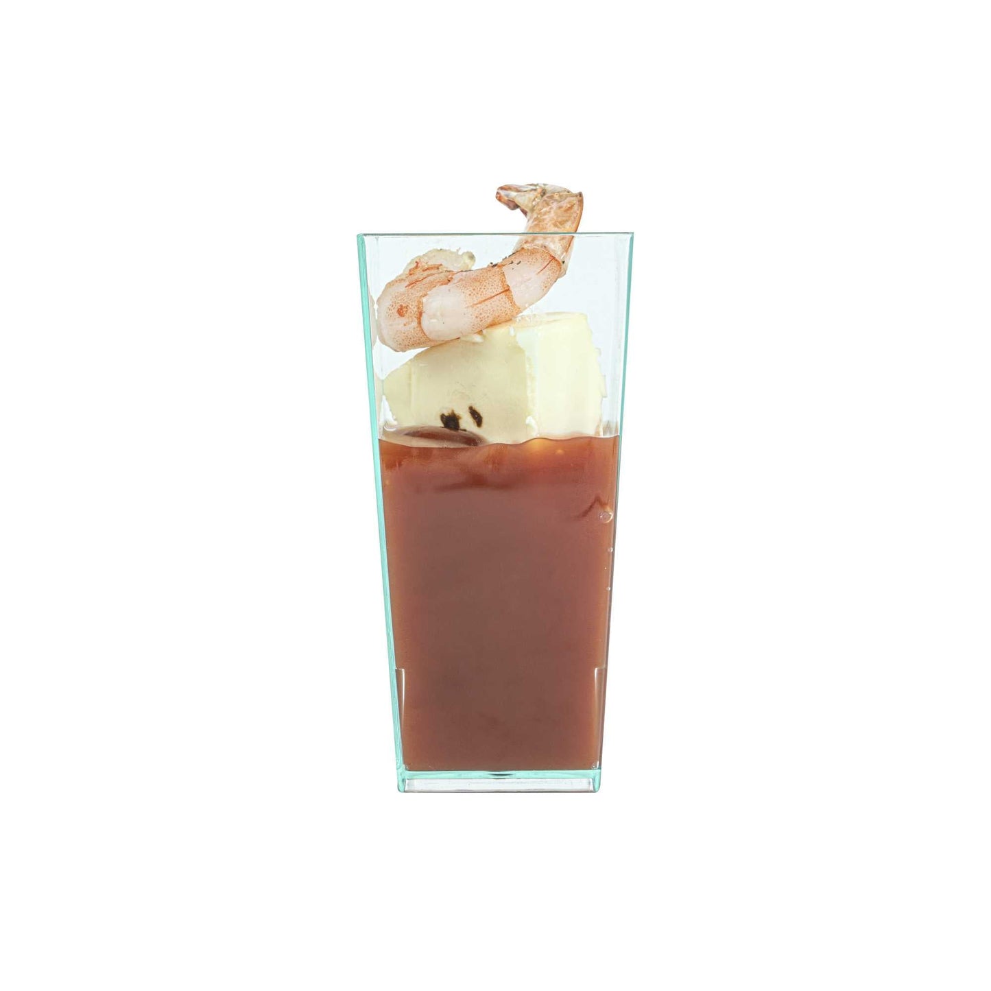 Mini Serve 4 oz Square Seagreen Plastic Tall Geometric Cup - 1 1/2" x 1 1/2" x 3 1/4" - 100 count box