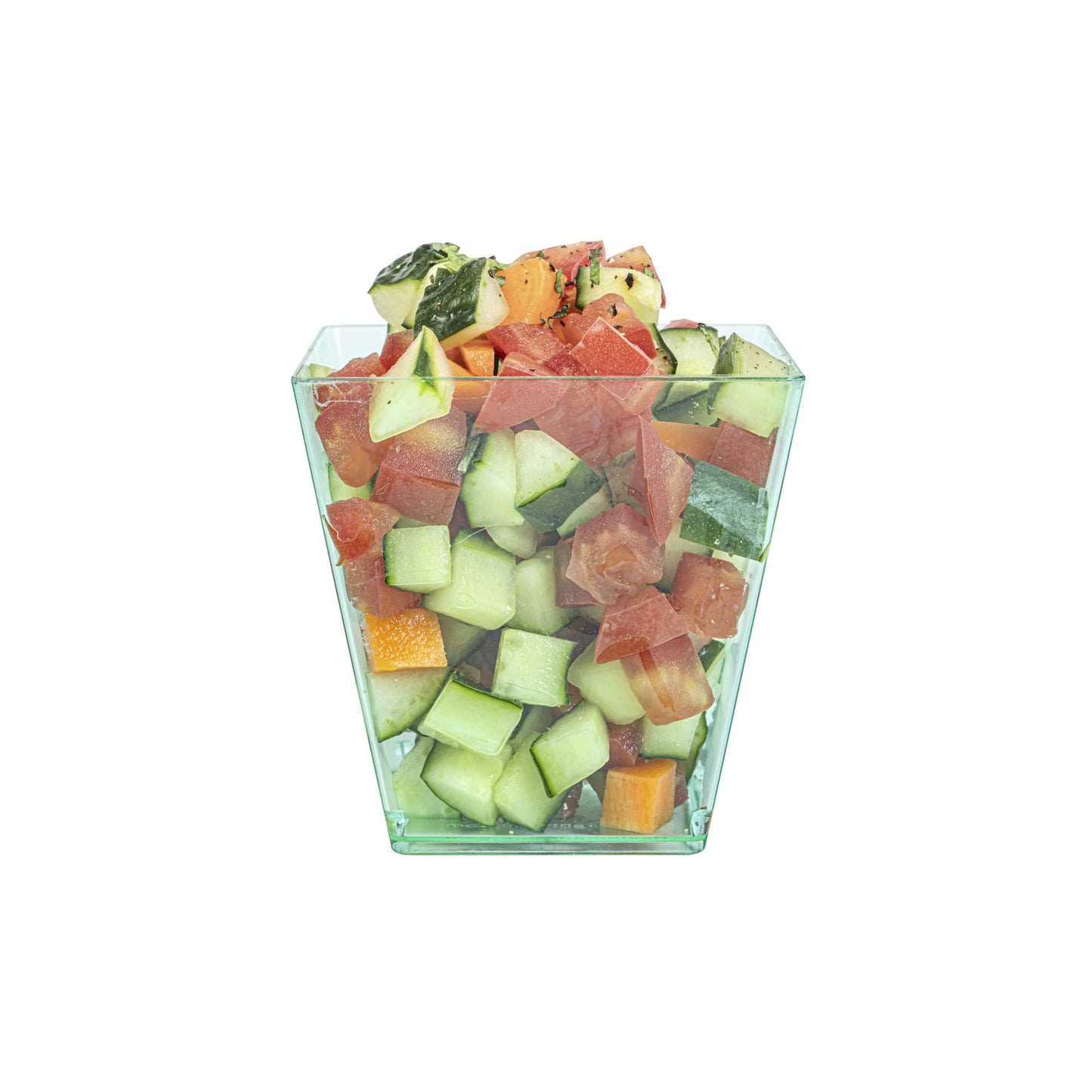 Mini Serve 8 oz Square Seagreen Plastic Large Kova Cup - 2 3/4" x 2 3/4" x 2 3/4" - 100 count box