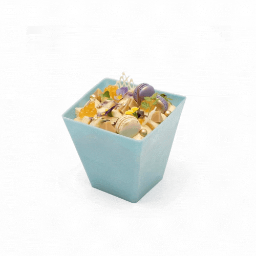 Mini Serve 8 oz Square Baby Blue Plastic Large Kova Cup - Limited Edition - 2 3/4" x 2 3/4" x 2 3/4" - 100 count box