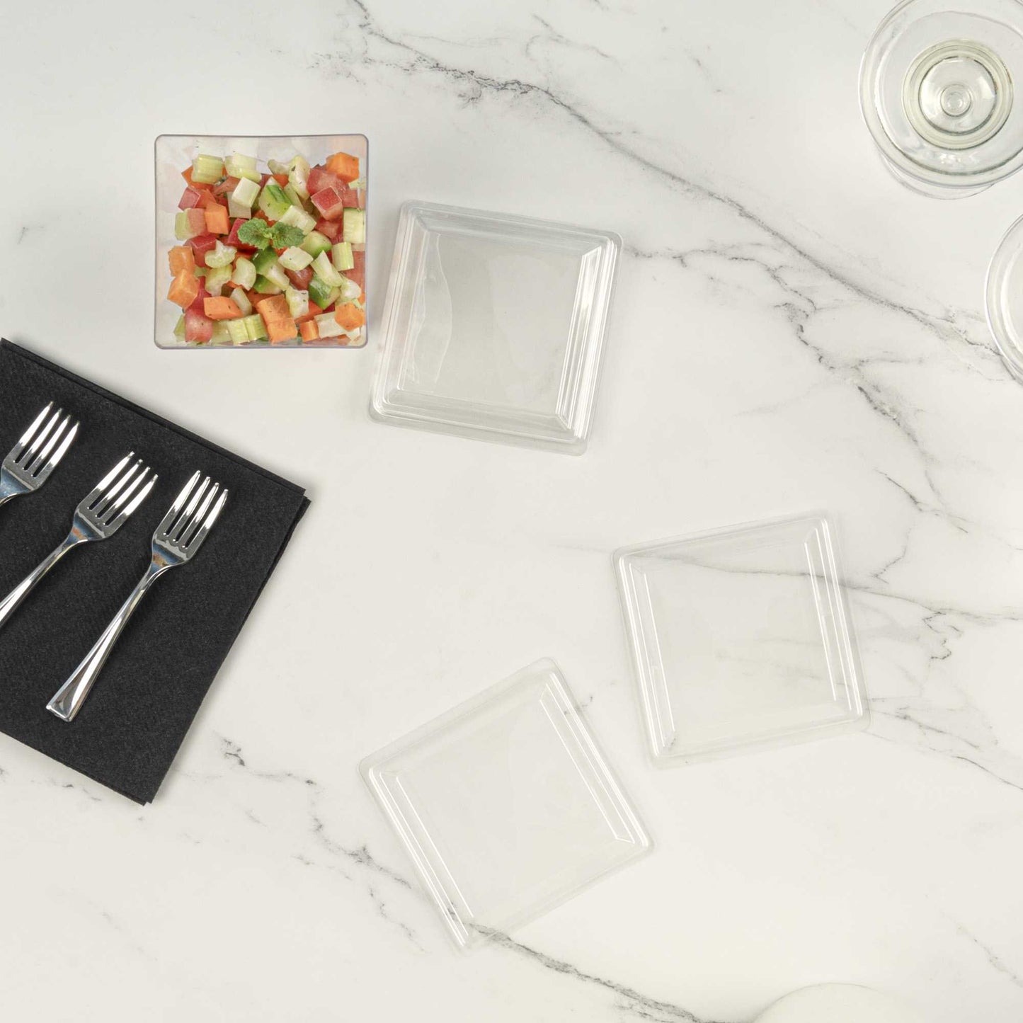 Mini Serve Square Clear Plastic Lid - Fits Large Kova Cup - 100 count box