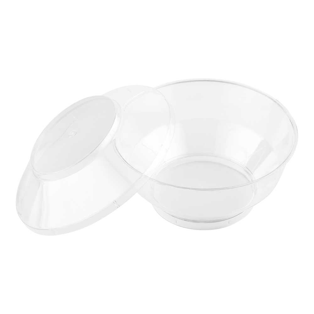 Mini Serve 6 oz Round Clear Plastic Large Deli Cup - with Lid - 4" x 3" x 4" - 100 count box