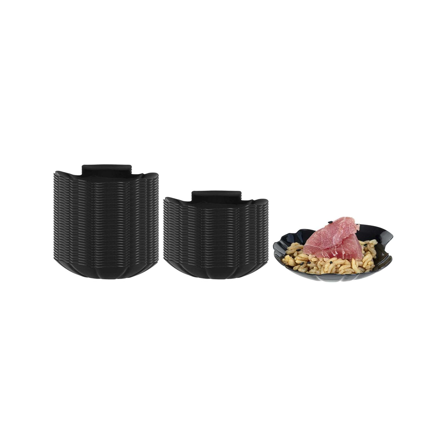 Mini Serve Black Plastic Shell Plate - 3 1/4" x 3 1/4" x 1/2" - 100 count box