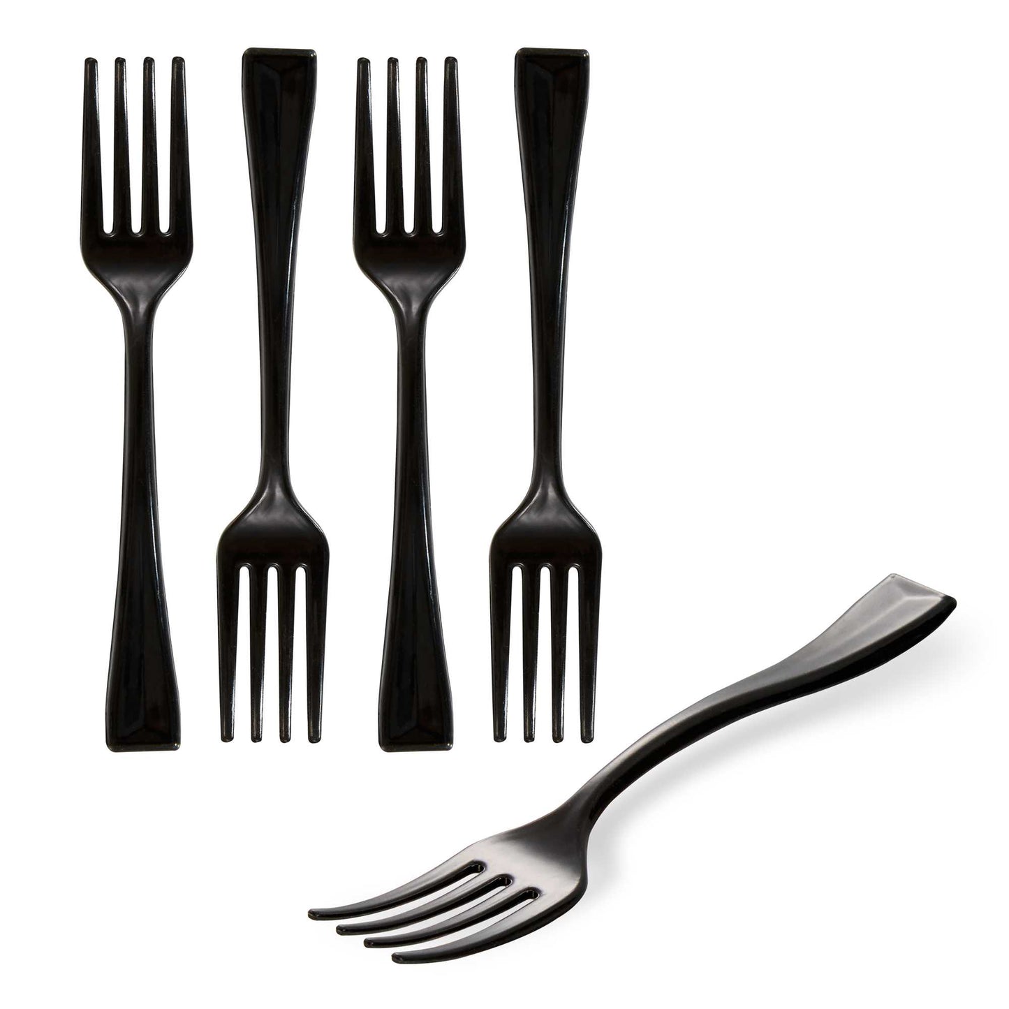Mini Serve Black Plastic Mini Fork - 4" - 500 count box