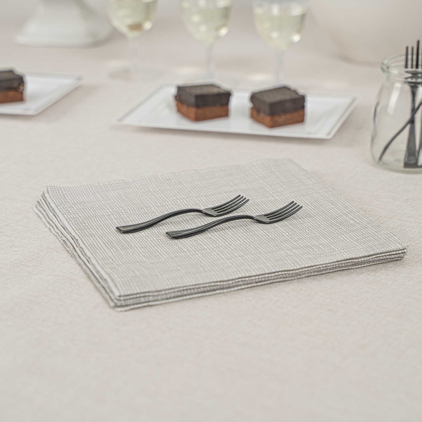 Mini Serve Black Plastic Mini Fork - 4" - 500 count box