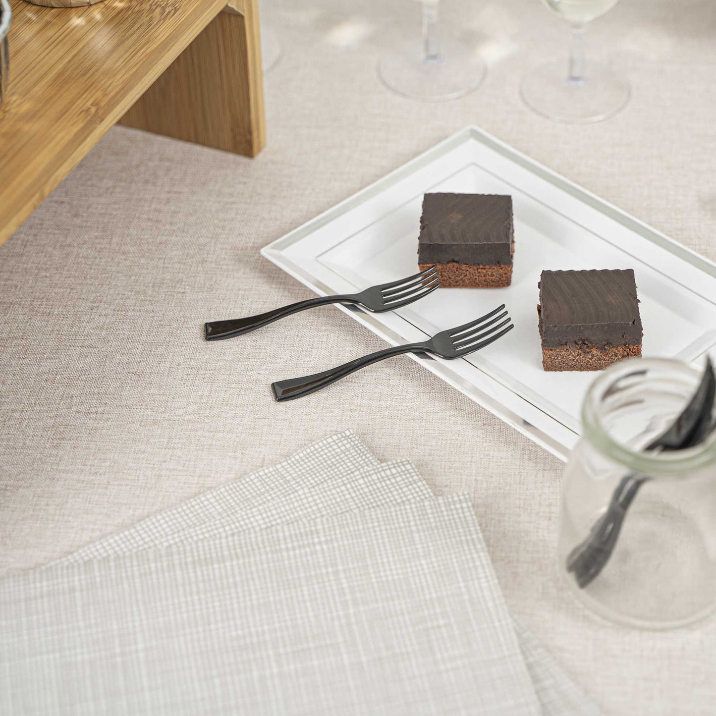 Mini Serve Black Plastic Mini Fork - 4" - 500 count box