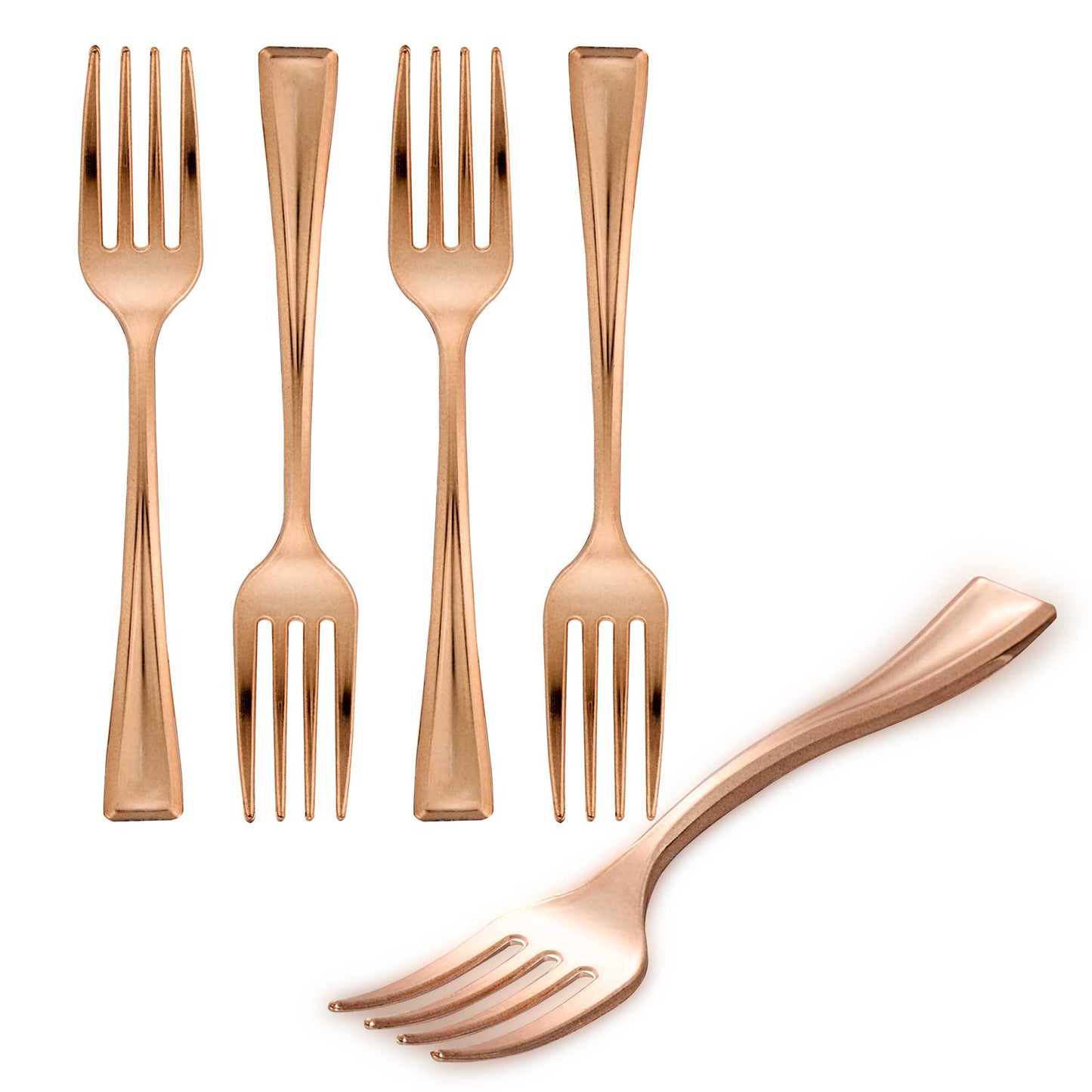Mini Serve Rose Gold Plastic Mini Fork - 4" - 500 count box