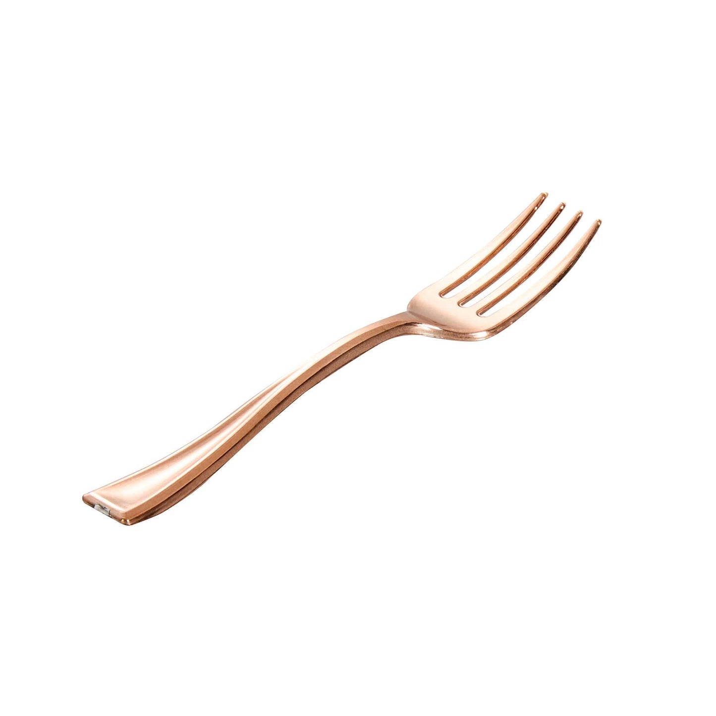 Mini Serve Rose Gold Plastic Mini Fork - 4" - 500 count box