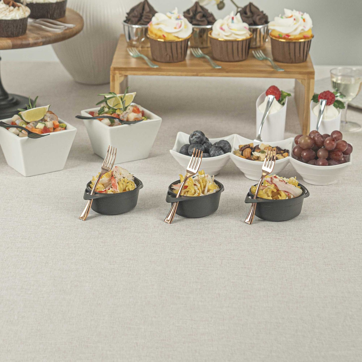 Mini Serve Rose Gold Plastic Mini Fork - 4" - 500 count box