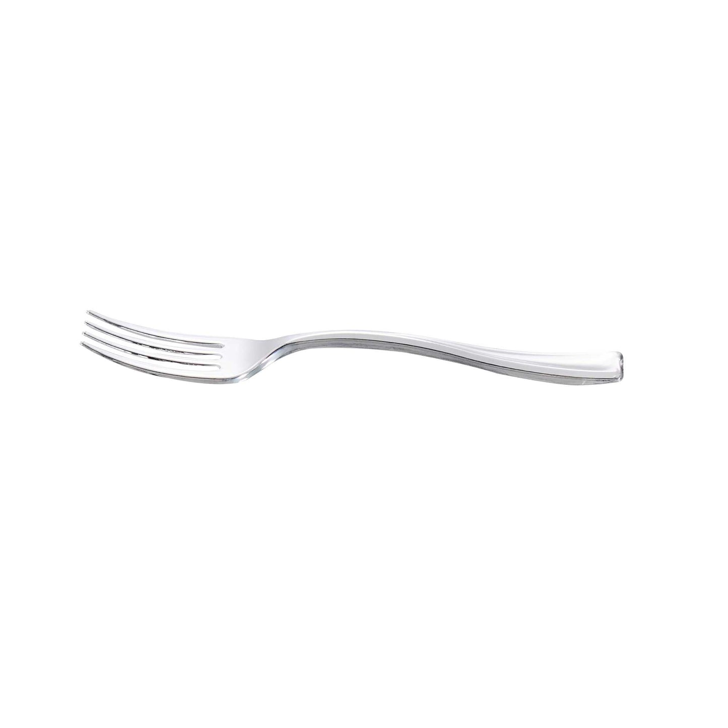 Mini Serve Silver Plastic Mini Fork - 4" - 500 count box