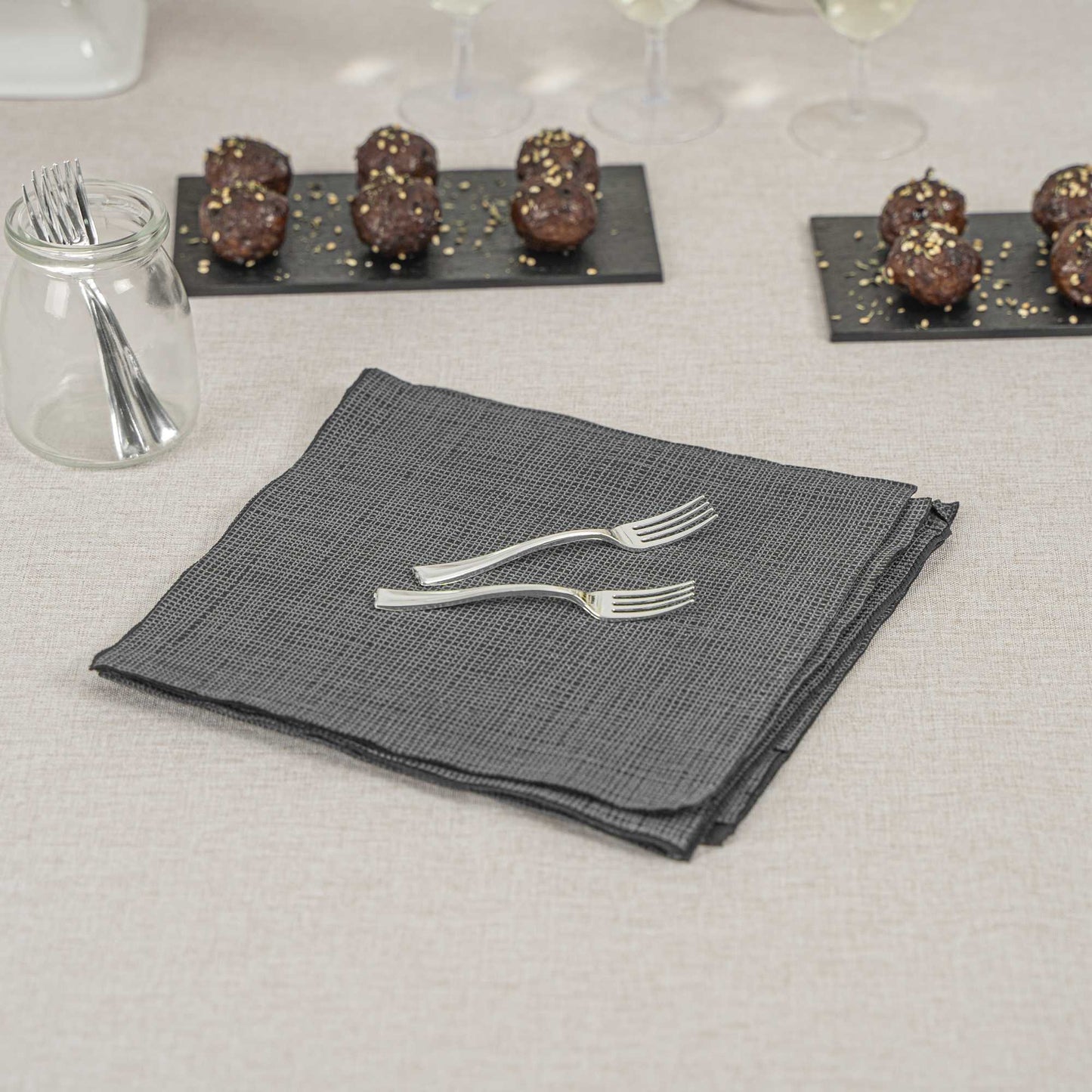 Mini Serve Silver Plastic Mini Fork - 4" - 500 count box