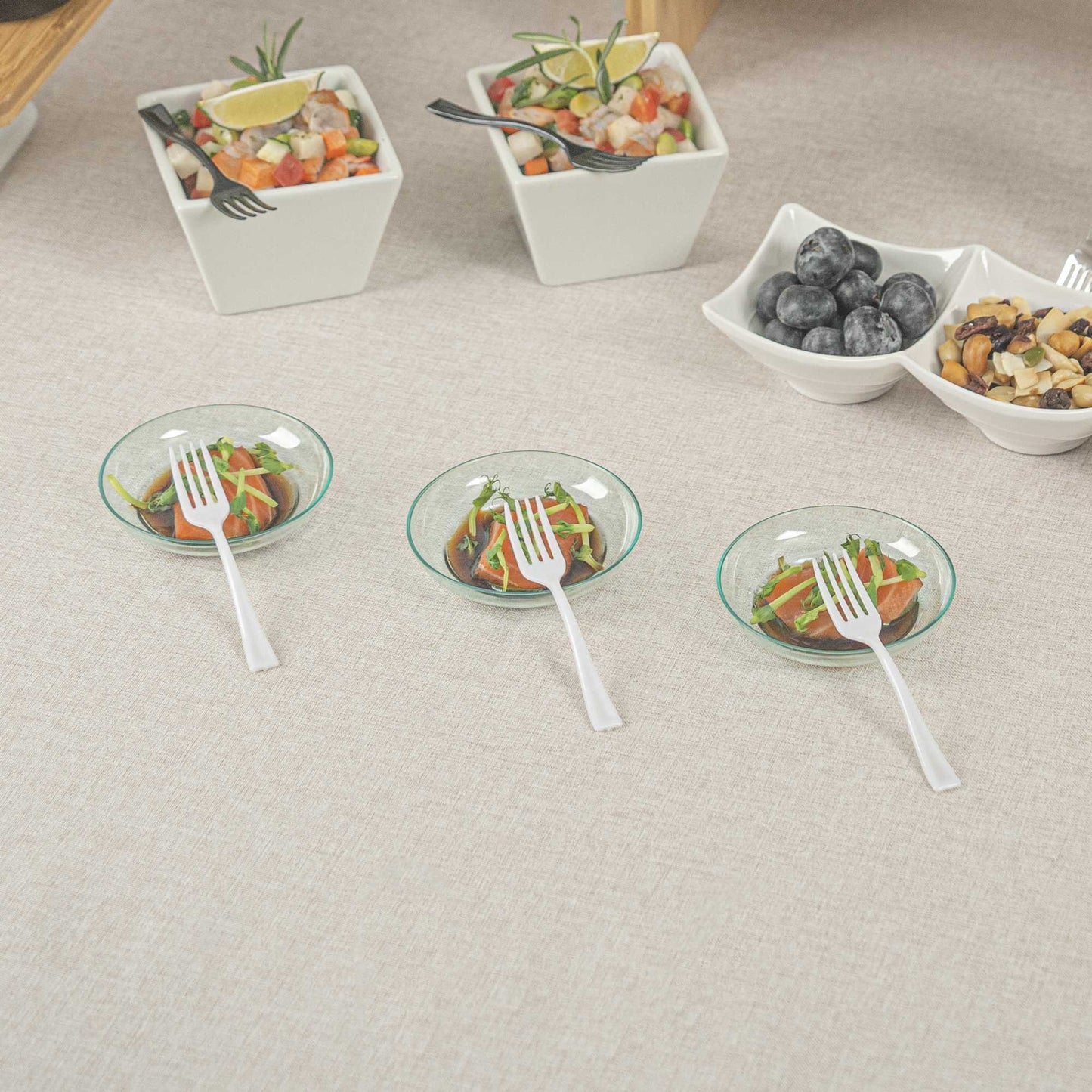 Mini Serve White Plastic Mini Fork - 4" - 500 count box