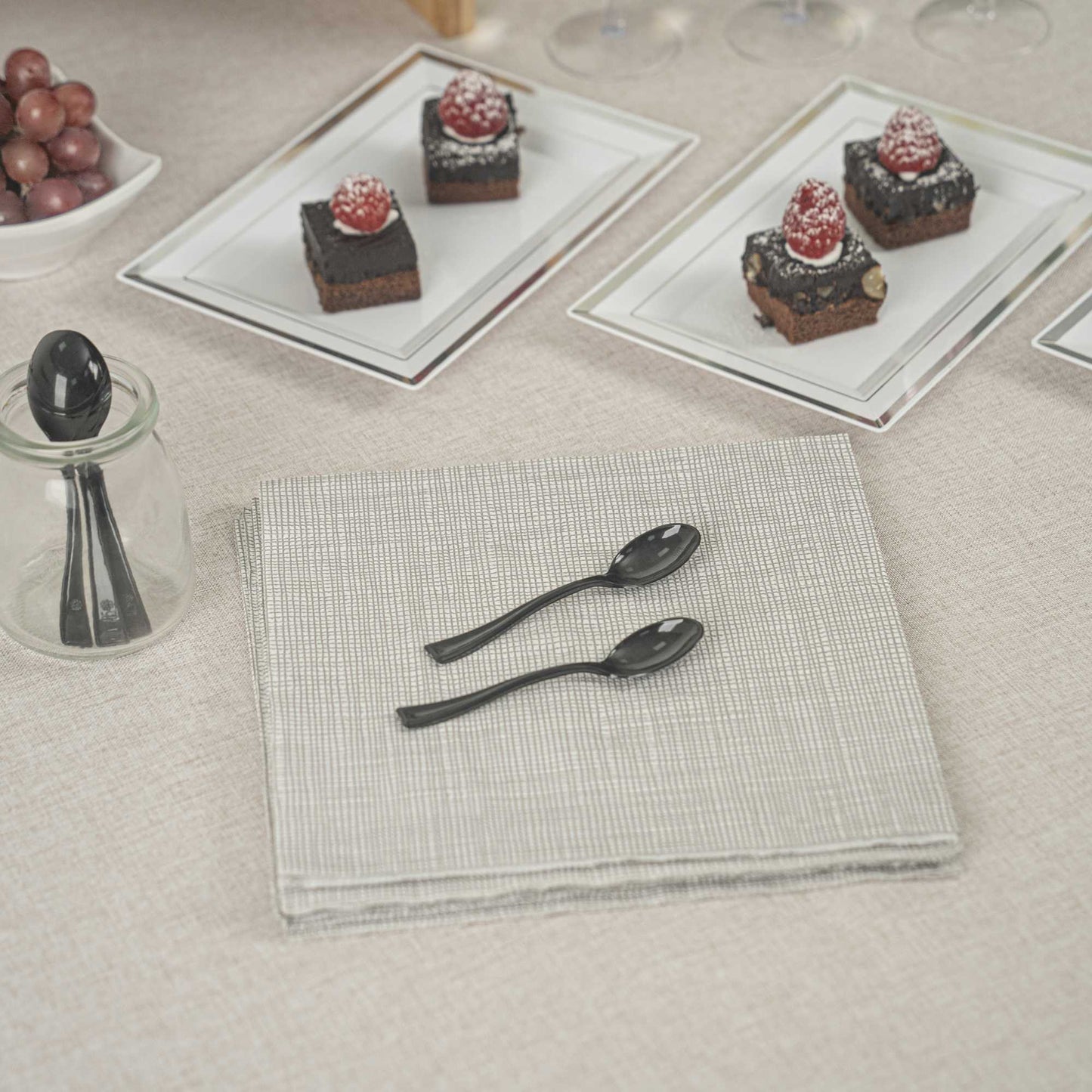 Mini Serve Black Plastic Mini Spoon - 4" - 500 count box