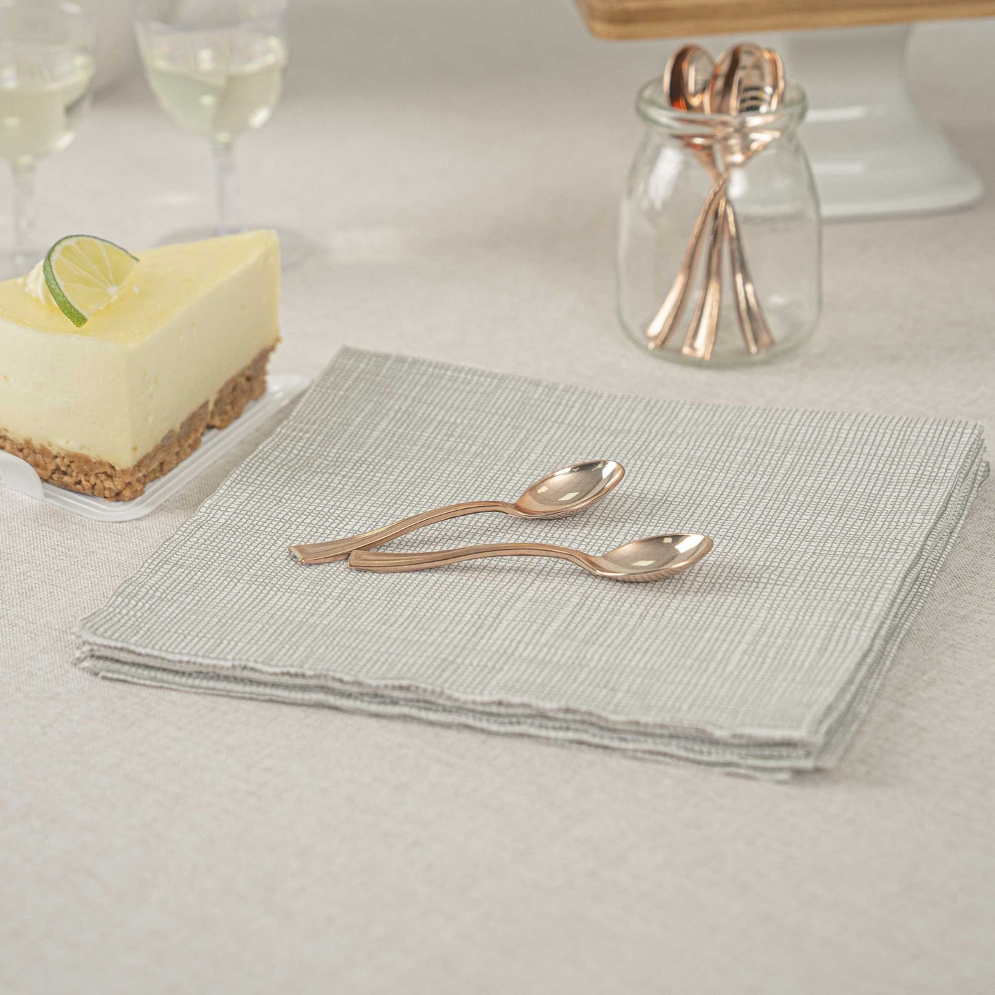 Mini Serve Rose Gold Plastic Mini Spoon - 4" - 500 count box