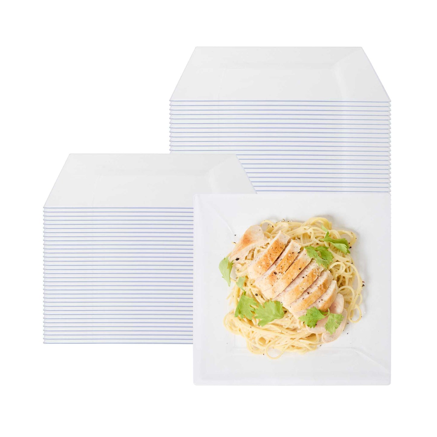 Maxi Serve Square Clear Plastic Modern Plate - 9 1/2" x 9 1/2" x 1/2" - 100 count box