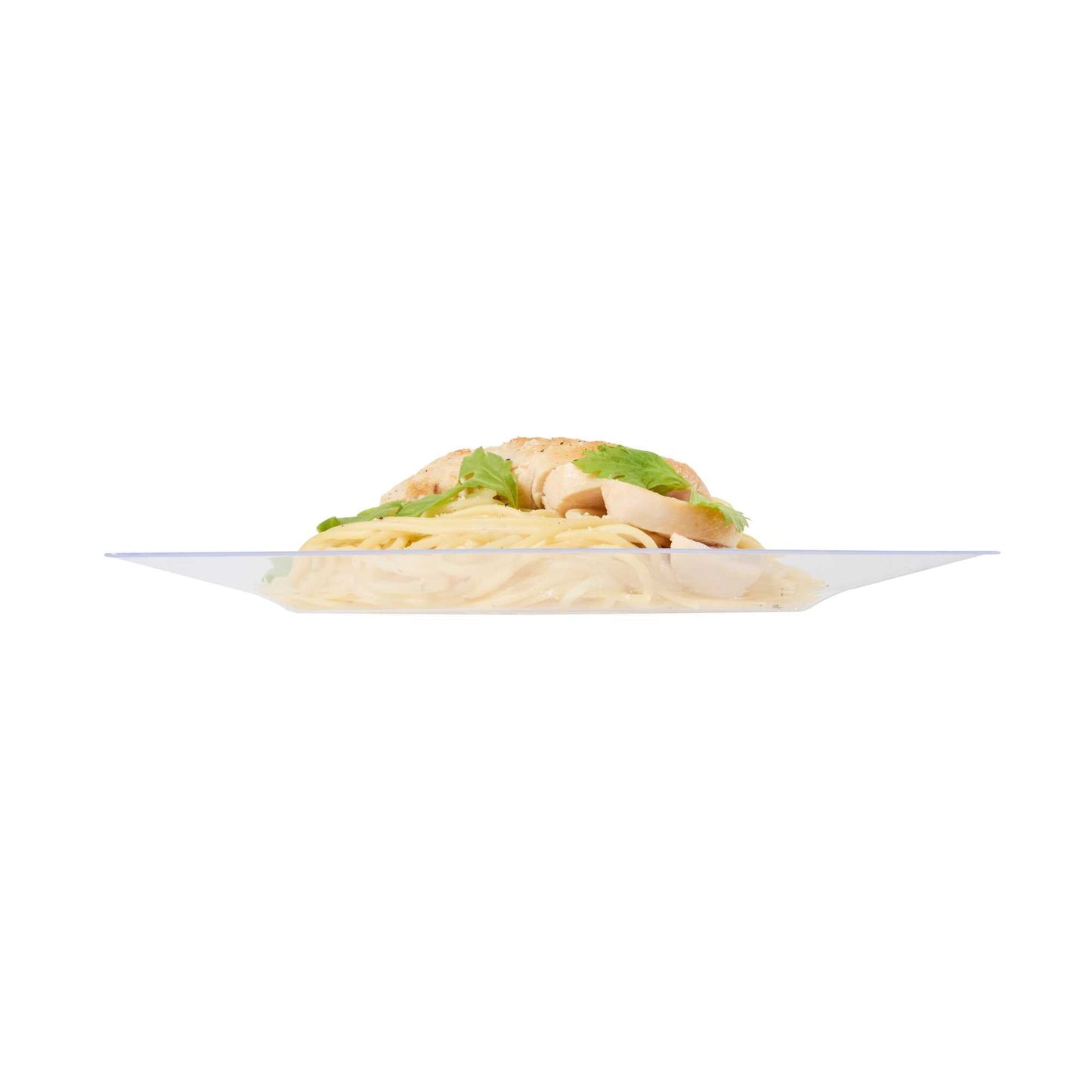 Maxi Serve Square Clear Plastic Modern Plate - 9 1/2" x 9 1/2" x 1/2" - 100 count box