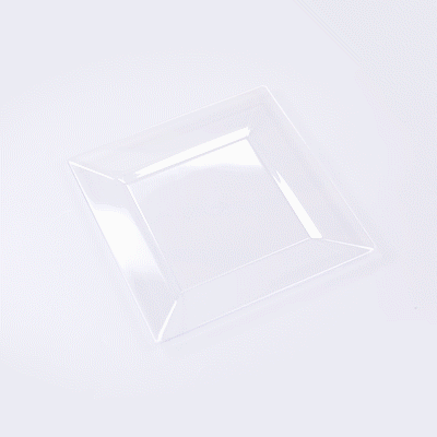 Maxi Serve Square Clear Plastic Modern Plate - 9 1/2" x 9 1/2" x 1/2" - 100 count box