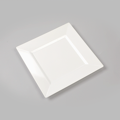 Maxi Serve Square White Plastic Modern Plate - 9 1/2" x 9 1/2" x 1/2" - 100 count box