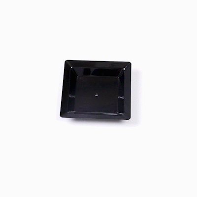 Mini Serve Square Black Plastic Plate - 4 1/4" x 4 1/4" x 1/2" - 100 count box