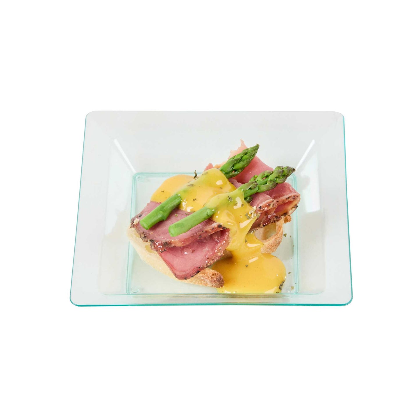 Mini Serve Square Seagreen Plastic Plate - 4 1/4" x 4 1/4" x 1/2" - 100 count box